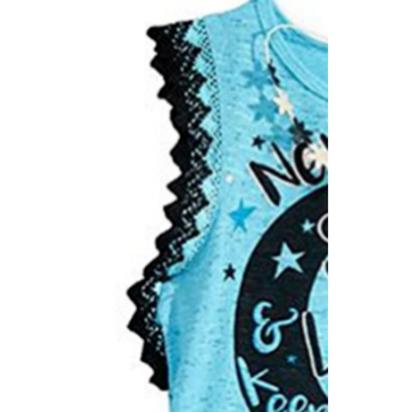 Belle Du Jour Girls Blue Tank Top & Flower Necklace Frilly Moon Girls X large XL - Picture 4 of 4